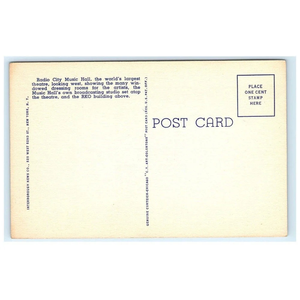 Vintage Postcard Radio City Music Hall New York City NY‎ Linen USA Travel